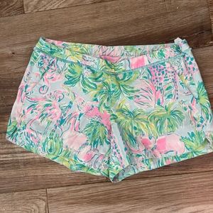 Lilly Pulitzer short with fringe detail along the waist